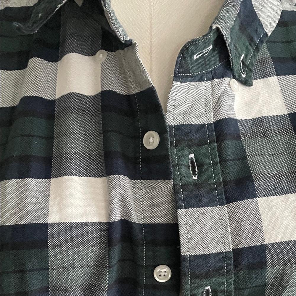 Mercantile J Crew Men's Green and White Plaid Shirt XL - Picture 3 of 10